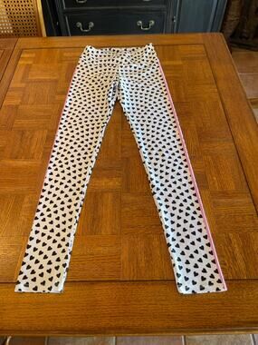 Goldsheep High Waisted Performance Leggings Black Hearts Pink Sport Stripes S